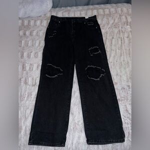 SHEIN high waisted black ripped jean XL